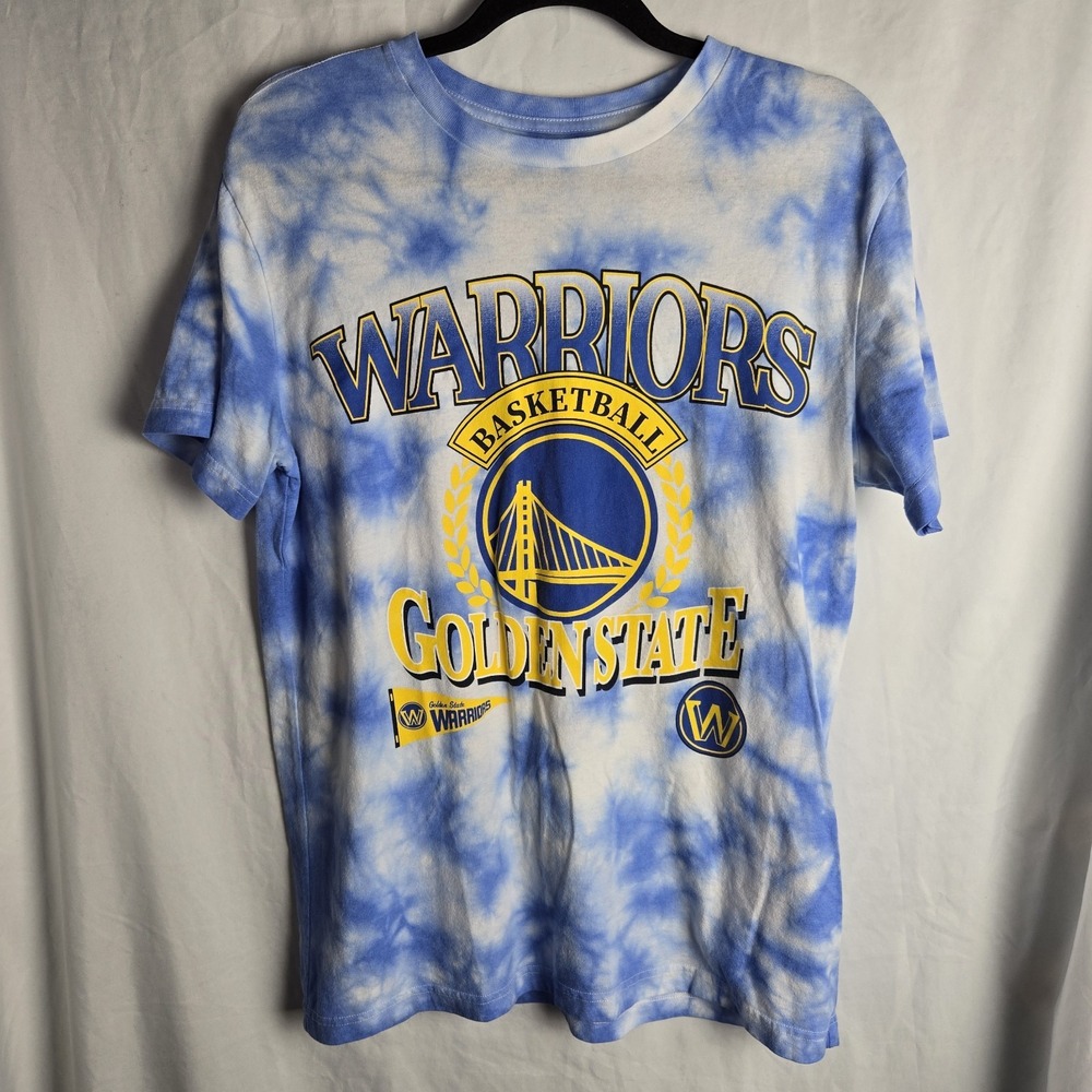 NBA Golden State Warriors Mens Medium Tie Dye Tee Shirt NBA Basketball Fan Blue